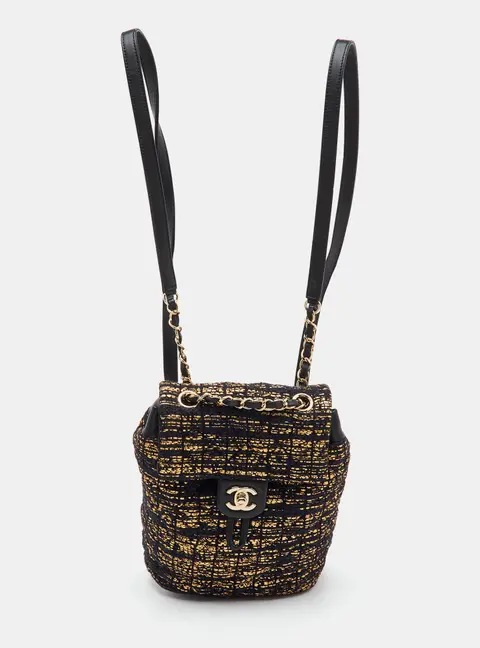 Chanel Urban Spirit Mini Black/Gold Quilted Tweed and Leather Backpack