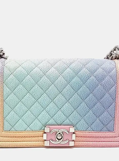 Chanel Boy Medium Multicolor Caviar Leather Flap Bag