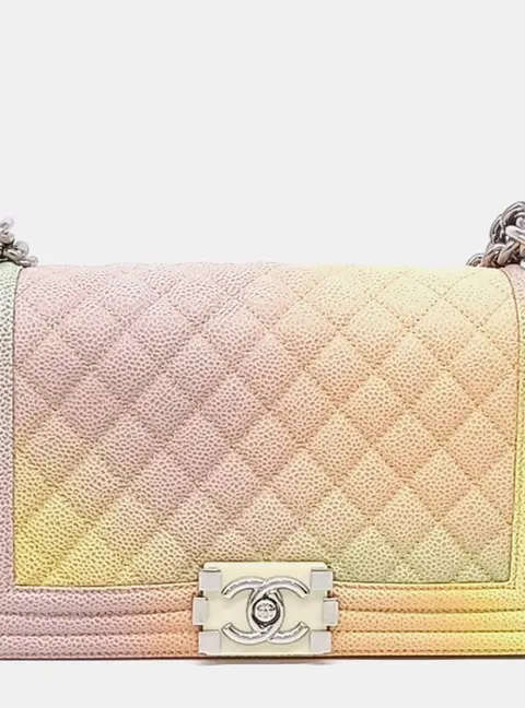 Chanel Boy Medium Multicolor Caviar Leather Shoulder Bag