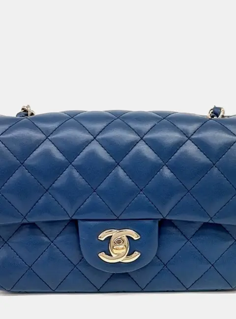 Chanel Classic Mini Blue Lambskin Leather Crossbody Bag