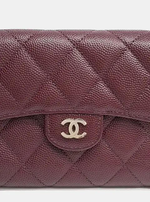 Chanel Burgundy Leather Caviar Wallet
