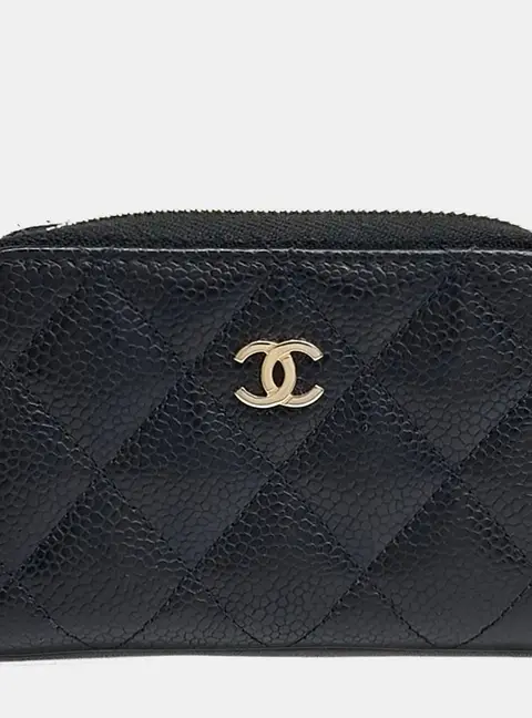 Chanel Black Caviar Card Holder AP0216