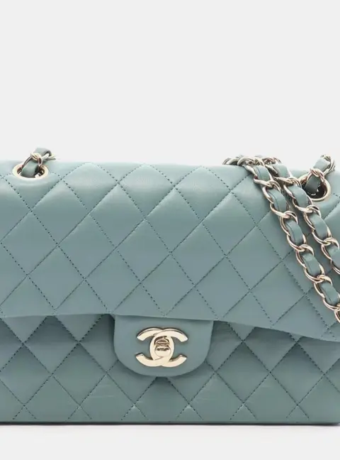 Chanel Classic Small Green Lambskin Leather Shoulder Bag