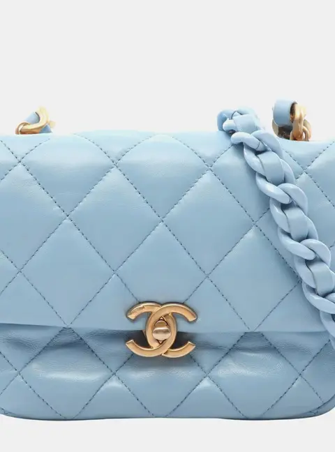 Chanel Candy Chain Flap Mini Light Blue Lambskin Leather Shoulder Bag