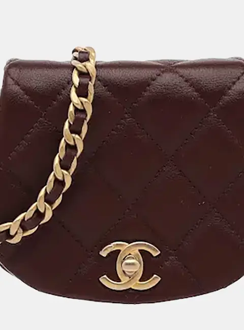 Chanel Burgundy Leather Chain  Crossbody Bag Mini