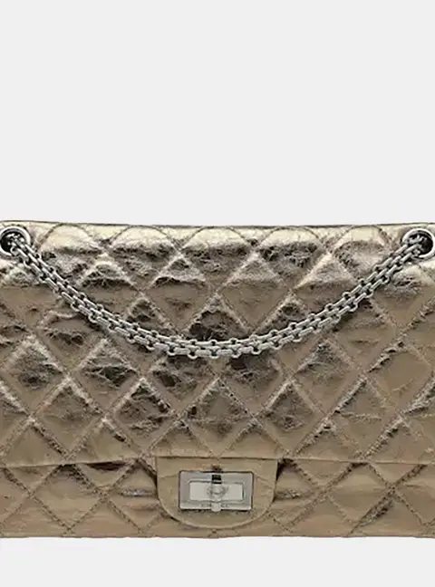 Chanel 2.55 Reissue 226 Gold Metallic Aged Calfskin Leather Shoulder Bag