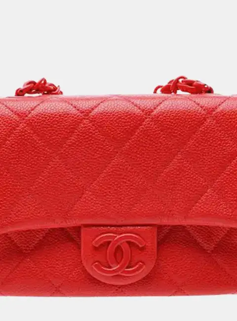 Chanel Classic Mini Rectangular Red Lambskin Flap Bag