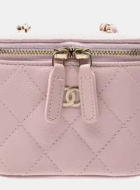 Chanel Classic Cosmetic Vanity Small Pink Caviar Leather Shoulder Bag