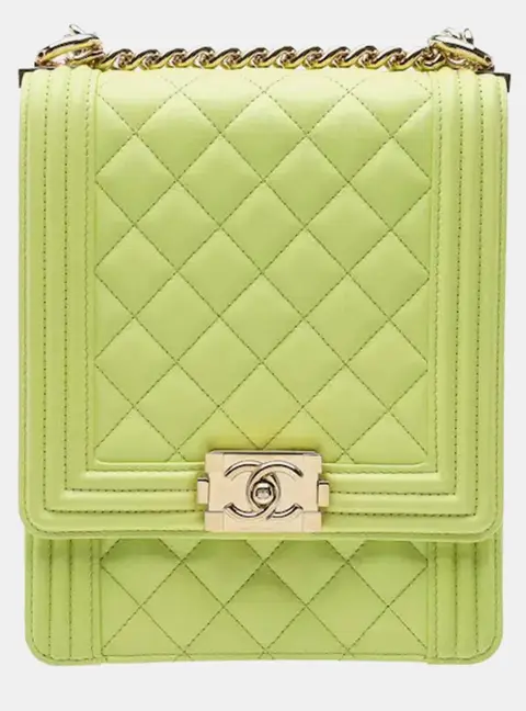 Chanel Boy Medium Light Green Smooth Calfskin Leather Shoulder Bag