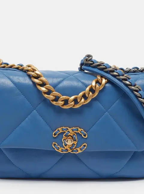Chanel 19 Small Blue Quilted Leather Flap Bag