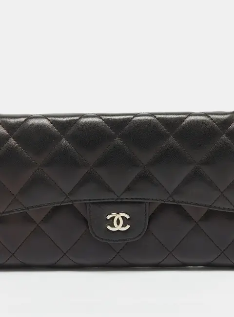 Chanel Classic Flap Black Quilted Leather Continental Wallet