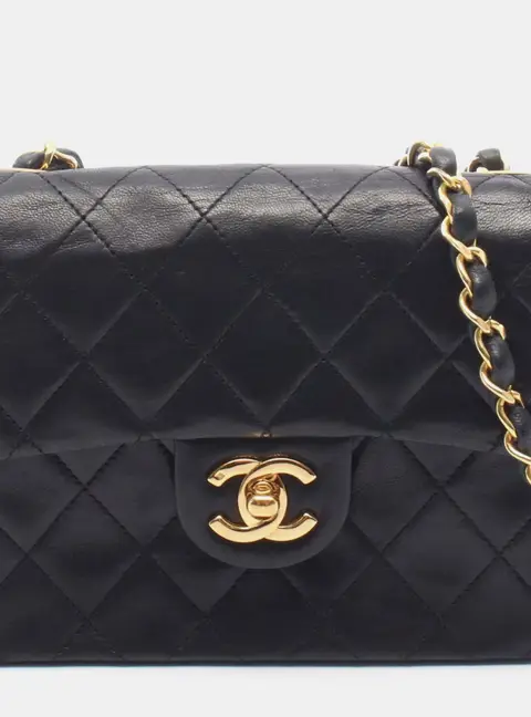 Chanel Square Flap Mini Black Lambskin Shoulder Bag