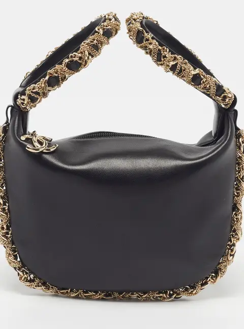 Chanel Twisted Chain Black Leather Hobo