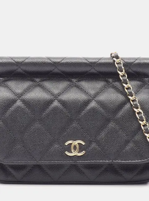 Chanel CC Black Quilted Caviar Flap Shoulder Bag
