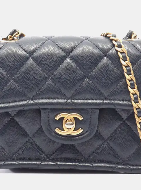 Chanel Sweet Classic Small Navy  Leather Flap Shoulder Bag
