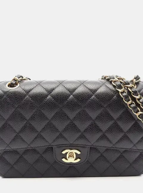 Chanel Classic Double Flap Black Caviar Leather Shoulder Bag