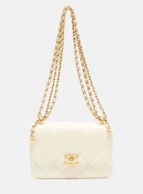 Chanel Perfect Fit Flap White Quilted Leather Bag