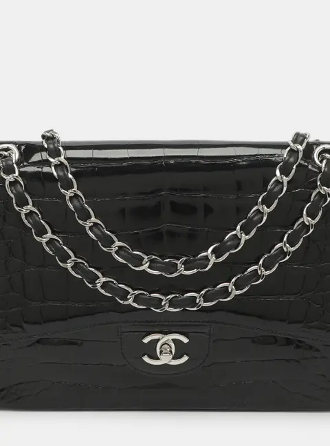 Chanel Classic Double Flap Jumbo Black Alligator Flap bag