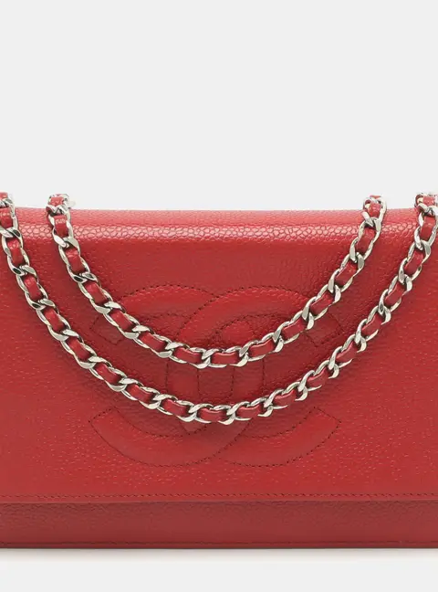 Chanel WOC Red Caviar Leather Clutch