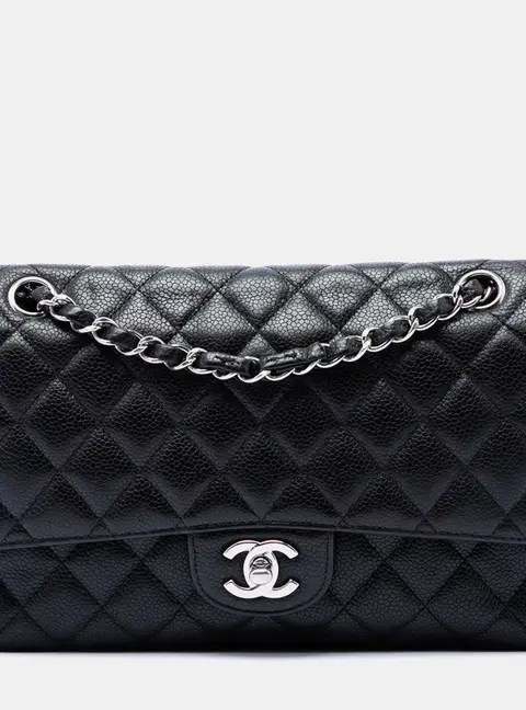 Chanel Classic Double Flap Medium Black Caviar Leather Shoulder Bag
