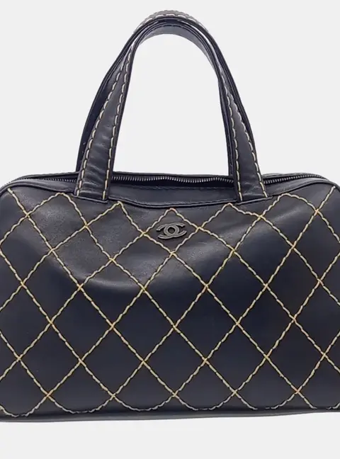Chanel Black Leather Wild Stitch Tote Bag