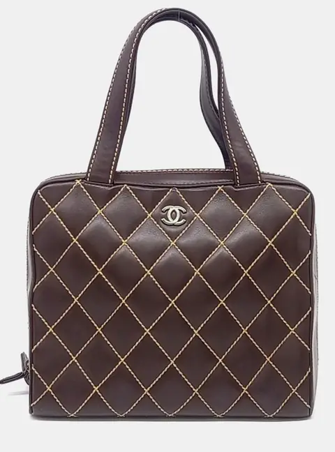 Chanel Brown Leather Wild Stitch Tote Bag
