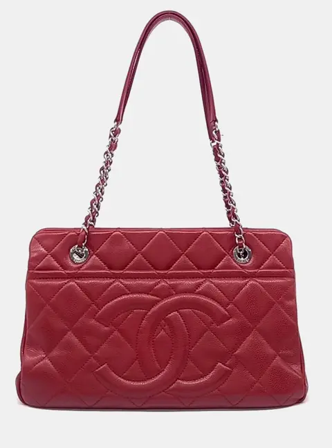 Chanel Red Leather Timeless CC Shoulder Bag