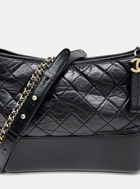 Chanel Black Leather Gabrielle Hobo Bag Medium