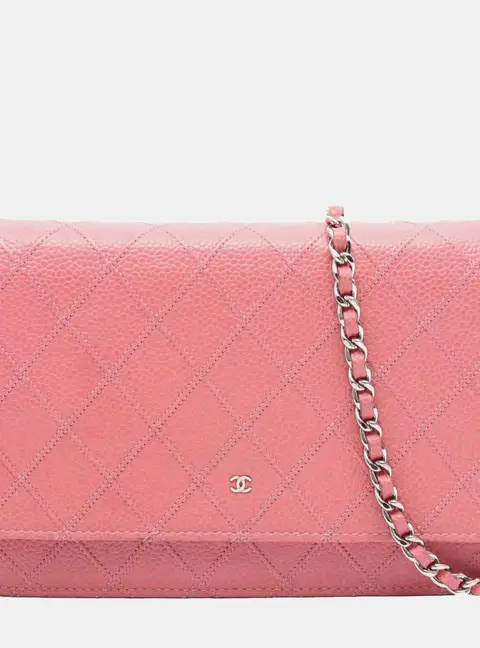 Chanel Classic Wallet on Chain Pink Caviar Grained Calfskin Leather Crossbody Bag