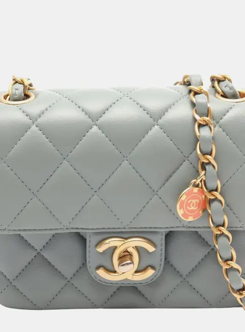 Chanel Casino Royale Charms Square Flap Green Leather Shoulder Bag