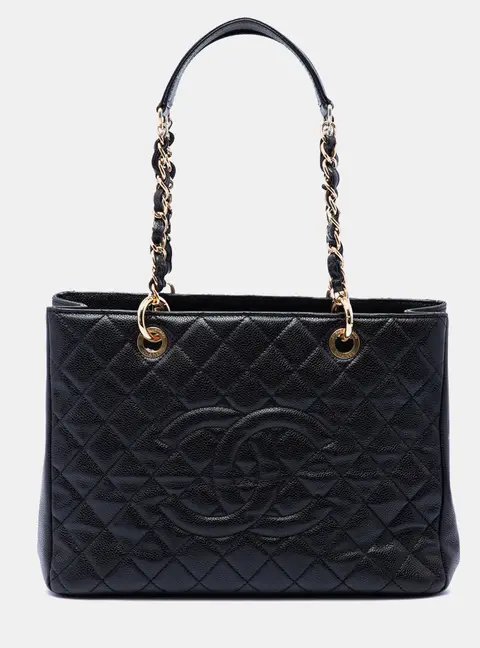 Chanel Grand Shopping Tote GST Black Caviar Leather Tote Bag