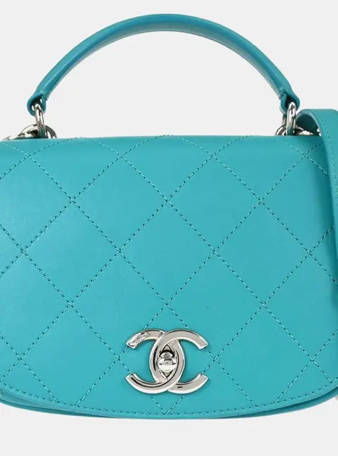 Chanel Ring My Bag Small Turquoise Calfskin Leather Top Handle Bag