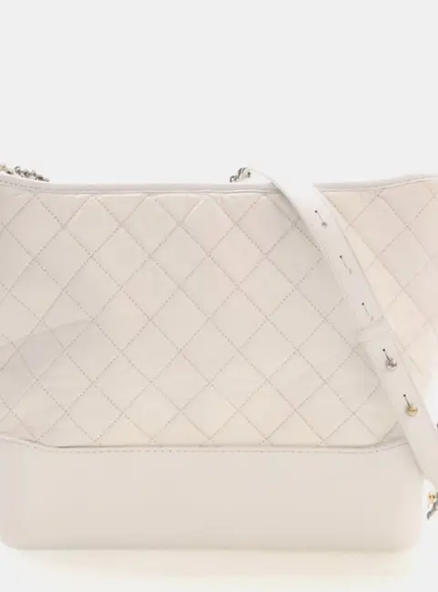 Chanel Gabrielle Large White Aged Calfskin Hobo Bag