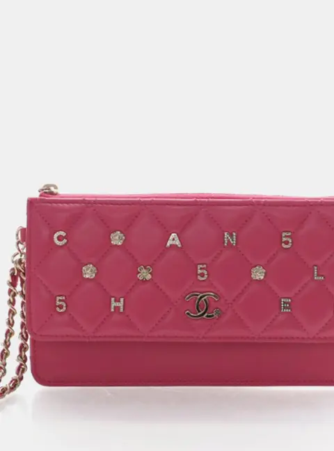 Chanel All About Medium Pink Quilted Lambskin Leather Clutch Bag