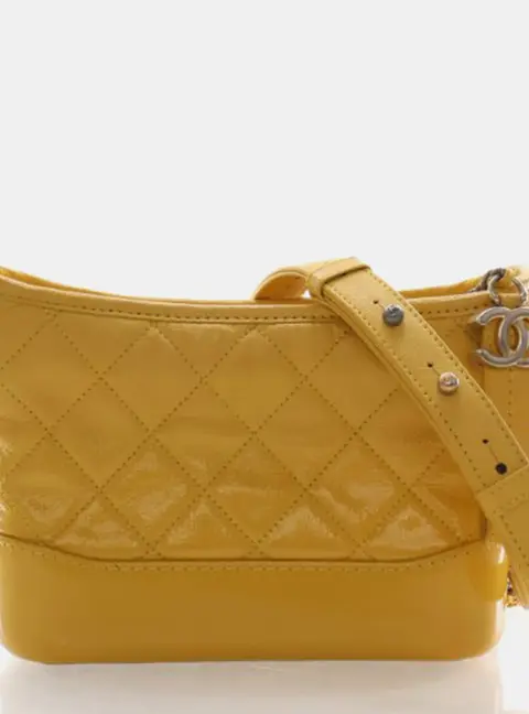 Chanel Gabrielle Small Yellow Shiny Calfskin Shoulder Bag