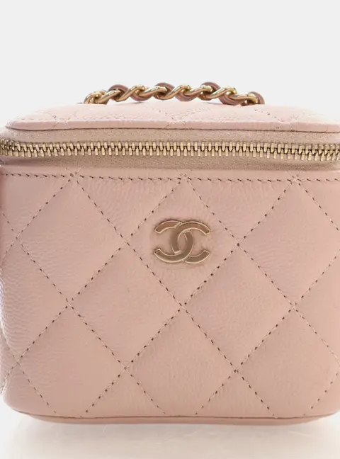 Chanel Classic Quilted Caviar Mini Pink Caviar Leather Crossbody Bag