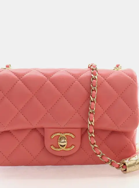 Chanel Mini Rectangular Pink Lambskin Single Flap Bag