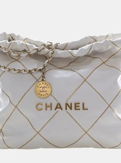 Chanel 22 Small White Calfskin Leather Hobo Bag