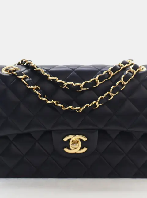 Chanel Classic Double Flap Small Black Lambskin Shoulder Bag