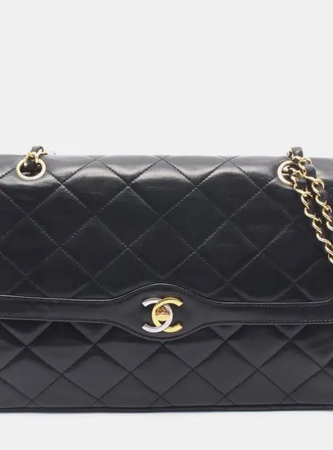 Chanel Classic Flap Medium Black Lambskin Leather Shoulder Bag