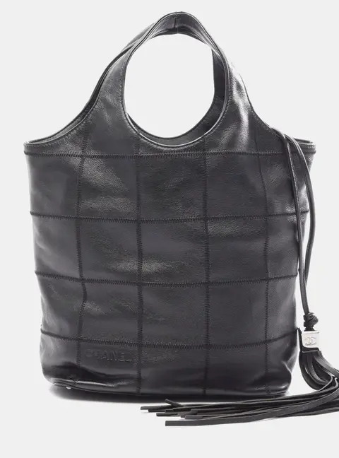 Chanel Chocolate Bar Black Calfskin Leather Shoulder Bag