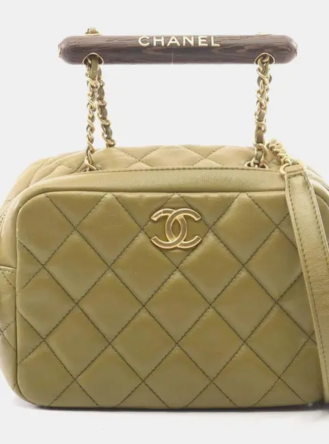 Chanel Wenge Wood Olive Lambskin Top Handle Bag