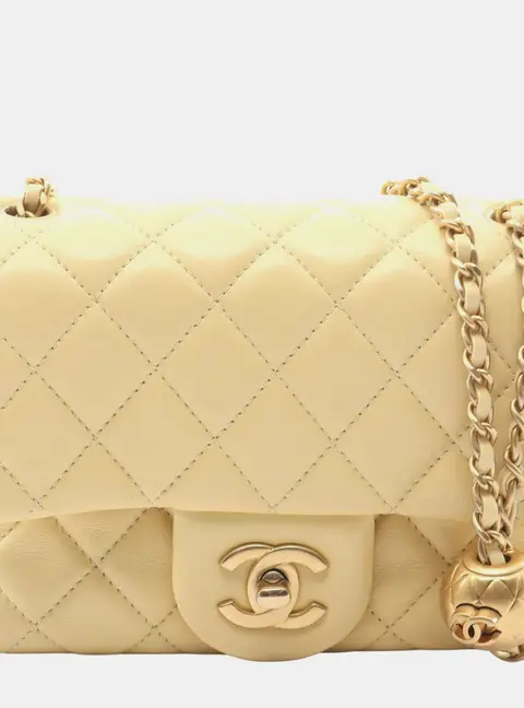 Chanel Pearl Crush Mini Rectangular Yellow Lambskin Shoulder Bag
