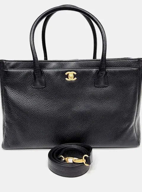 Chanel Black Leather Surfgrand Top Handle Bag