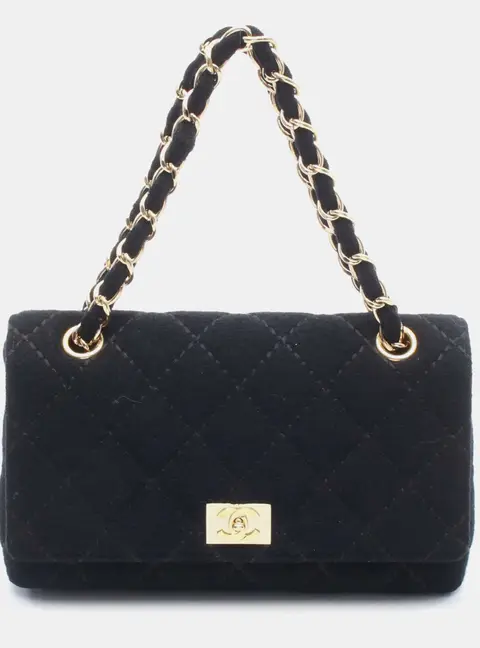 Chanel Wild Stitch 23 Black Cotton Jersey Flap Bag