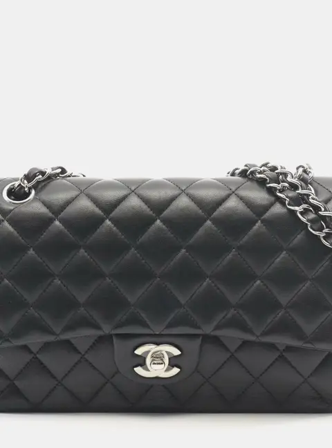 Chanel Black Quilted Lambskin Leather Jumbo Classic Double Flap shoulder Bag