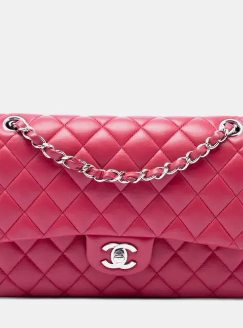 Chanel Classic Medium Pink Lambskin Leather Shoulder Bag