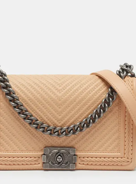 Chanel Boy Flap Medium Chevron Stitch Leather Bag