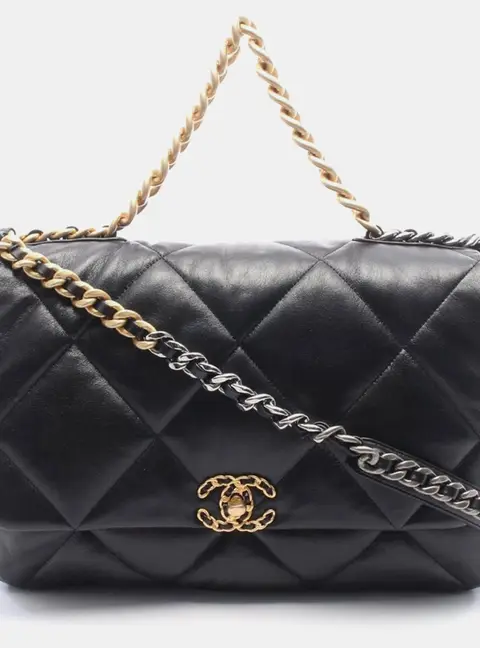 Chanel 19 Maxi Black Leather Shoulder Bag