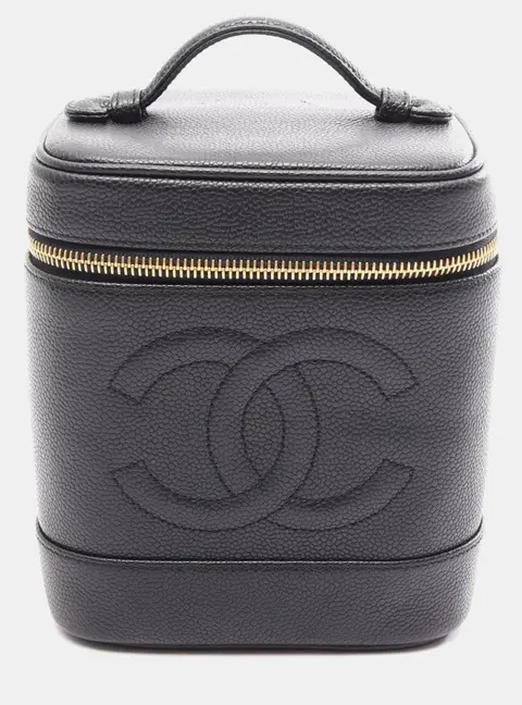 Chanel Black Caviar CC Tall Timeless Vanity Case